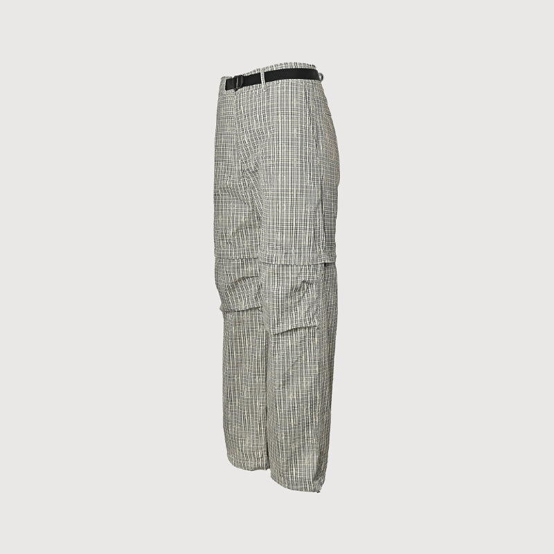 Louis Vuitton Glen Plaid Zip-Off Cargo Trousers — Stone