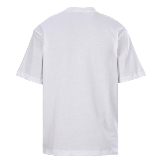 Burberry T-Shirt with Tape-Style Horizontal Stripe Overlay & Letter Print