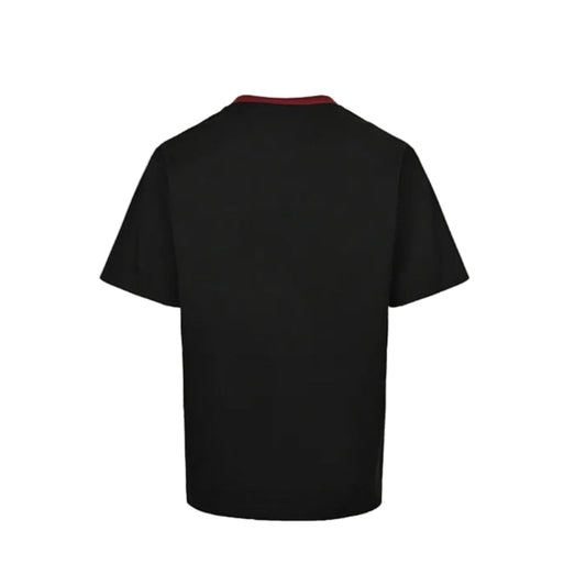 Gucci Black Burgundy Rib Collar 3D Block Wordmark Heavyweight Tee