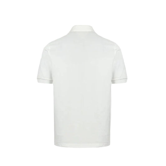 PRADA Milano Gold Metal Triangle Logo Piqué Polo Shirt PRD White