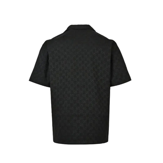 Gucci Black Tonal Double-G Jacquard Camp Collar Shirt