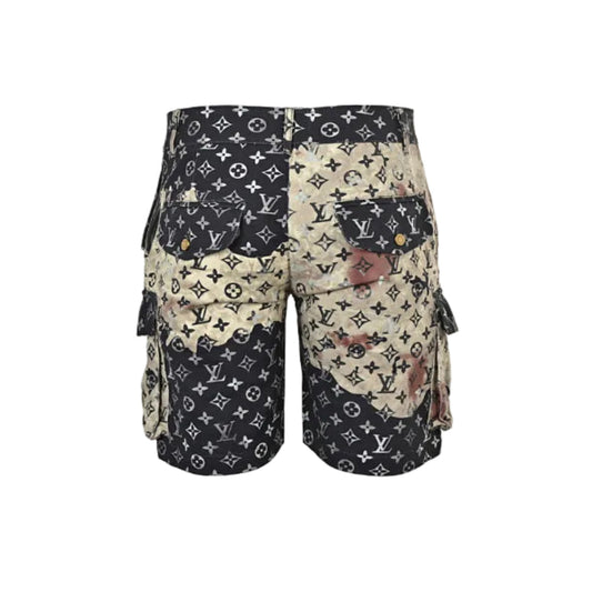 Louis Vuitton Monogram Floral Patchwork Cargo Shorts — Black x Ecru