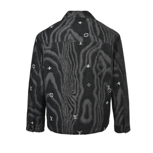 Louis Vuitton Monogram Scatter Embroidery Psychedelic Wave Denim Jacket – Black