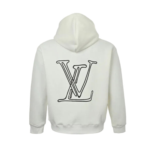 Louis Vuitton Cursive Script Embroidery Hoodie – Cream