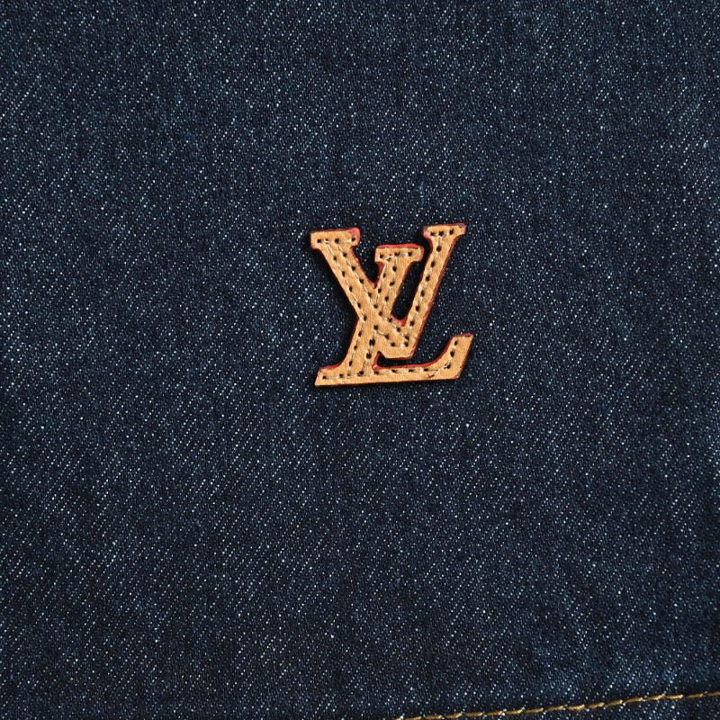 Louis Vuitton Signature Badge Denim Shorts — Raw Navy