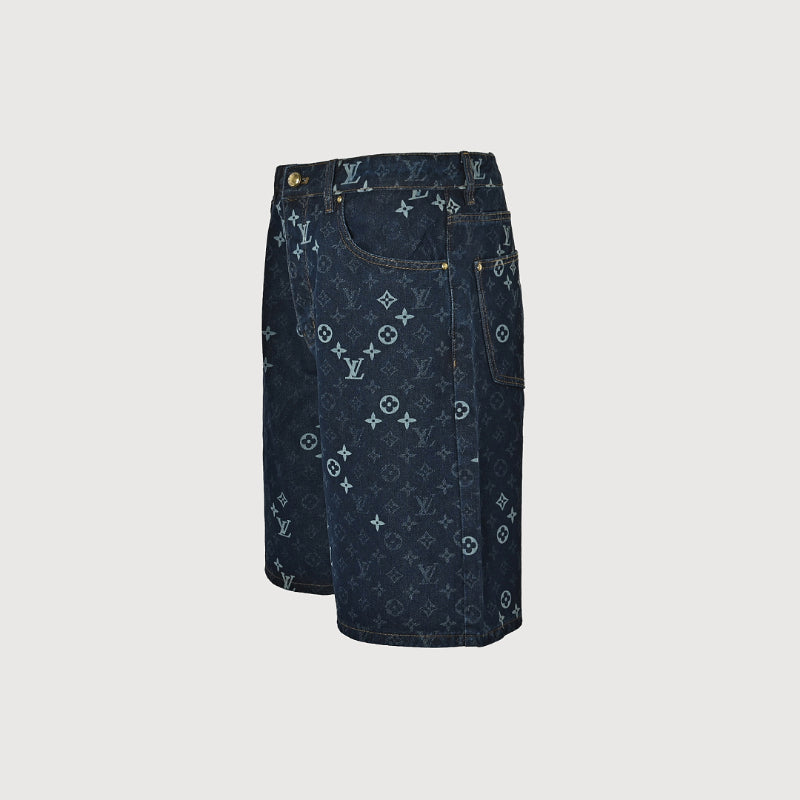 Louis Vuitton Monogram All-Over Denim Shorts — Dark Navy