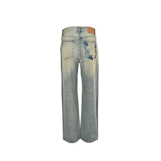 Louis Vuitton Earth Fade Wide-Leg Jeans — Light Wash