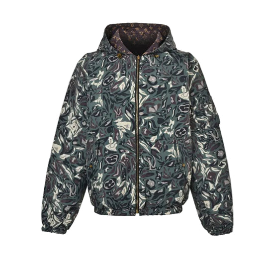 Louis Vuitton Monogram x Camo Reversible Hooded Bomber Jacket – Brown / Green