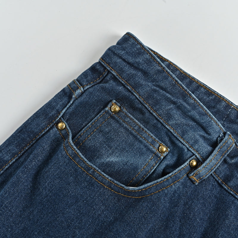 Louis Vuitton Monogram Cuff Wide-Leg Jeans — Dark Wash