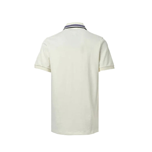 Gucci Ivory Purple-Stripe Collar Piqué Polo Shirt