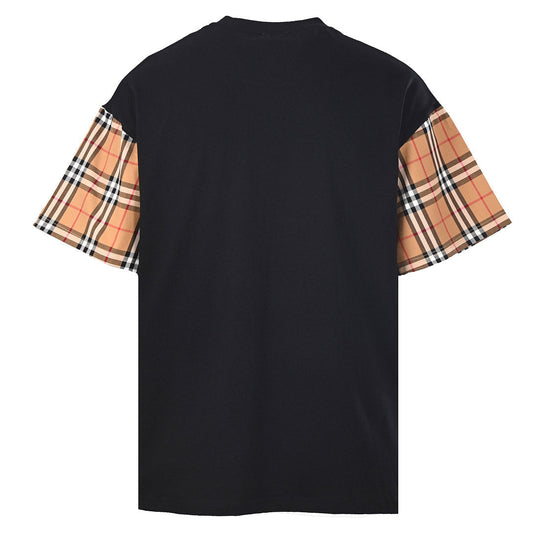 Burberry Short-Sleeve T-Shirt with Check-Pattern Sleeve Panels & Embroidered Logo