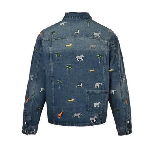 Louis Vuitton Safari Animal Allover Embroidery Denim Jacket – Mid Blue