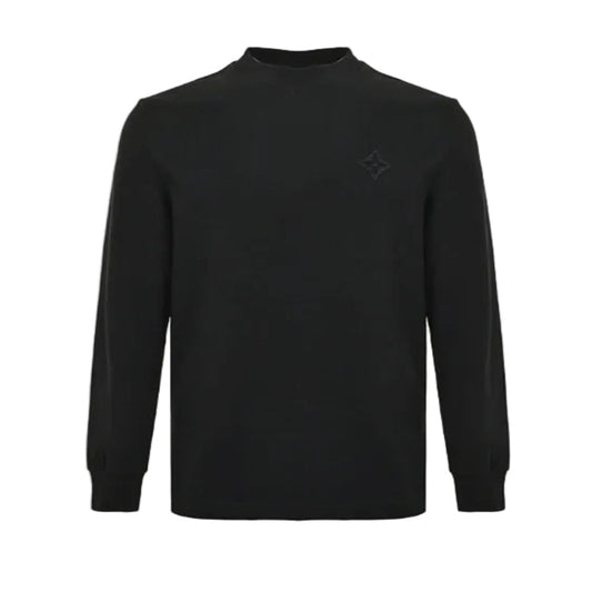 Louis Vuitton Tonal Back Print Mock Neck Sweatshirt – Black