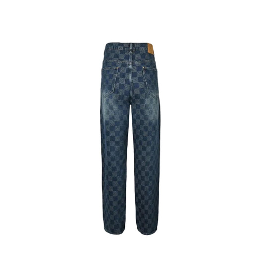 Louis Vuitton Damier Check Jacquard Straight Jeans — Indigo