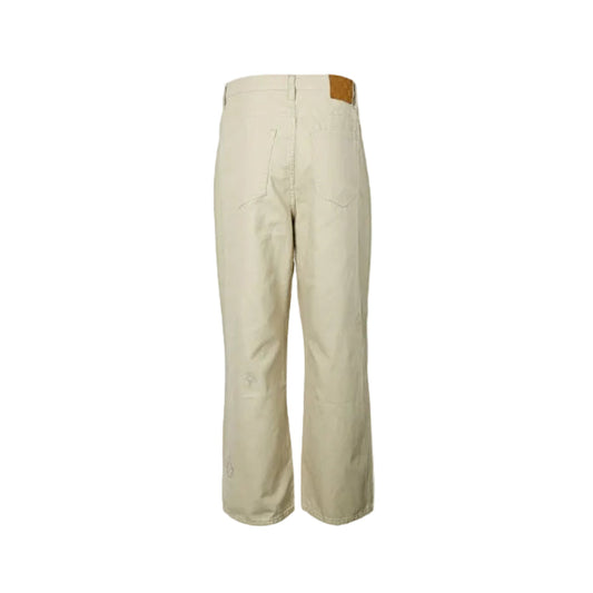 Louis Vuitton Tonal Monogram Embroidered Straight Trousers — Ecru