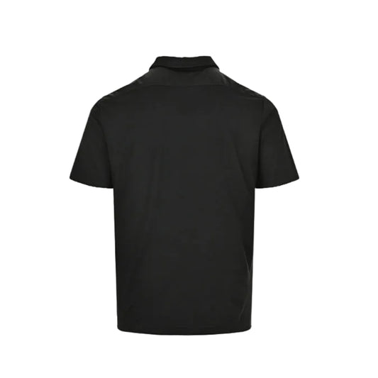 PRADA Milano Black Leather Triangle Logo Patch Pocket Polo Shirt PRD Black