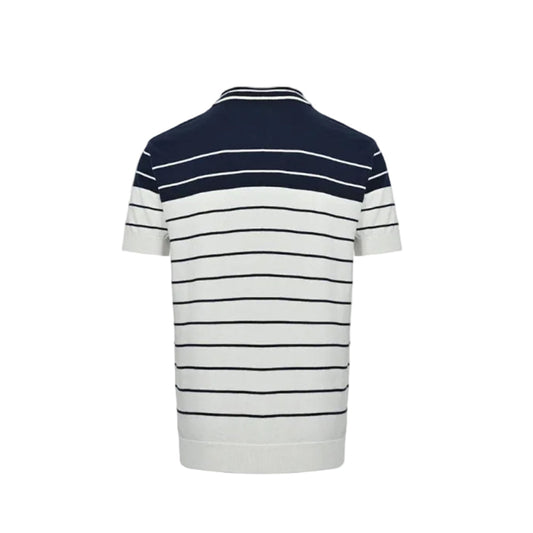 Gucci Navy & White Nautical Stripe Colorblock Knit Polo