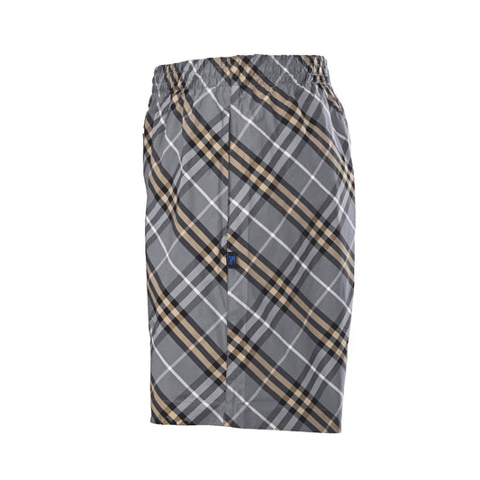 BURBERRY Grey-Green Twill Check Shorts