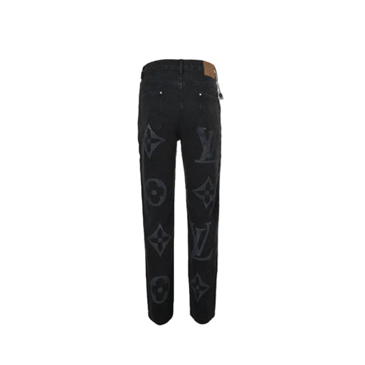 Louis Vuitton Giant Tonal Monogram Straight Jeans — Black
