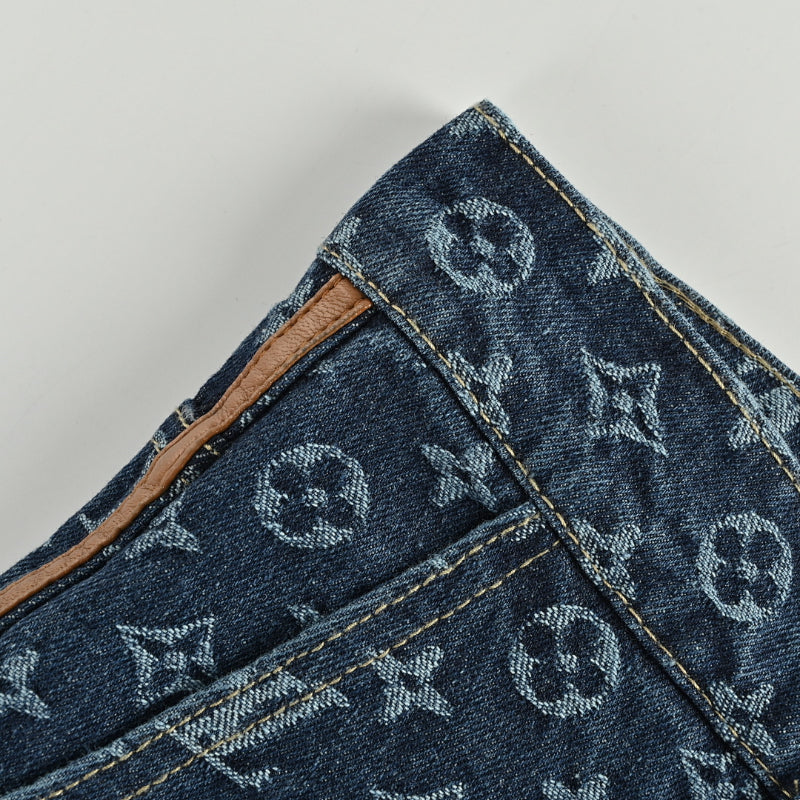 Louis Vuitton Monogram Jacquard Straight Jeans — Navy