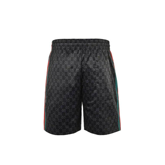 Gucci All-Over Dual-Letter Jacquard Swim Shorts – Black / Side Stripe