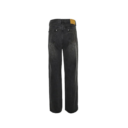 Louis Vuitton Damier Tonal Washed Wide-Leg Jeans — Faded Black