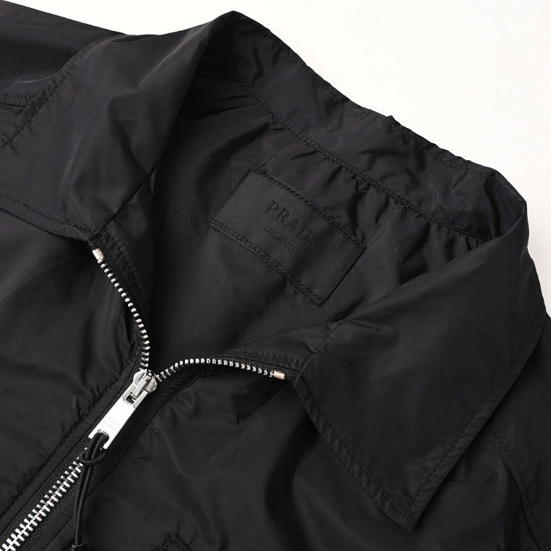 PRADA Milano Dal 1913 Re-Nylon Saffiano Triangle Logo Zip-Front Double Pocket Overshirt PRD Black