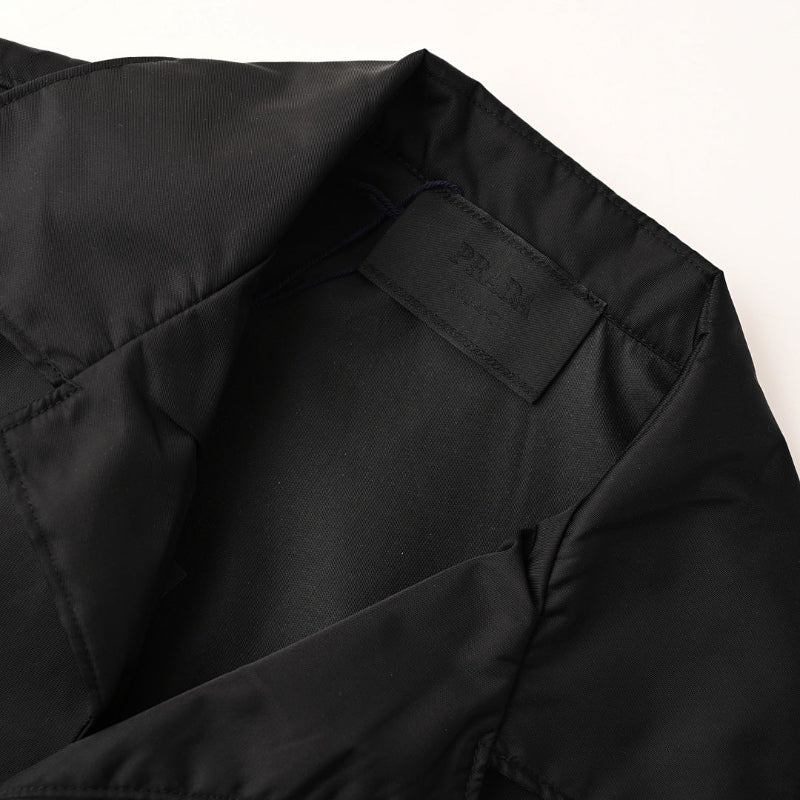 PRADA Milano Dal 1913 Re-Nylon Saffiano Triangle Logo Camp Collar Shirt PRD Black