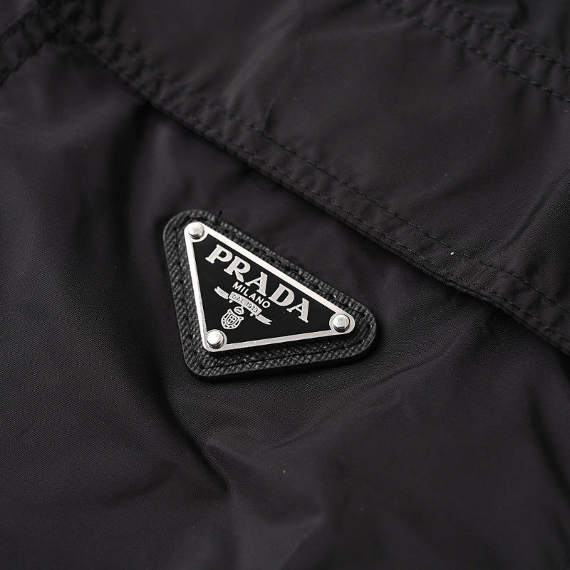 PRADA Milano Dal 1913 Re-Nylon Saffiano Triangle Logo Zip-Front Double Pocket Overshirt PRD Black