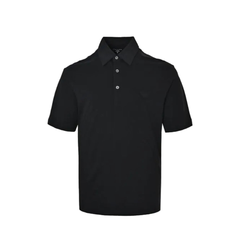 PRADA Three-Color Woven Label Polo Shirt PRD Black
