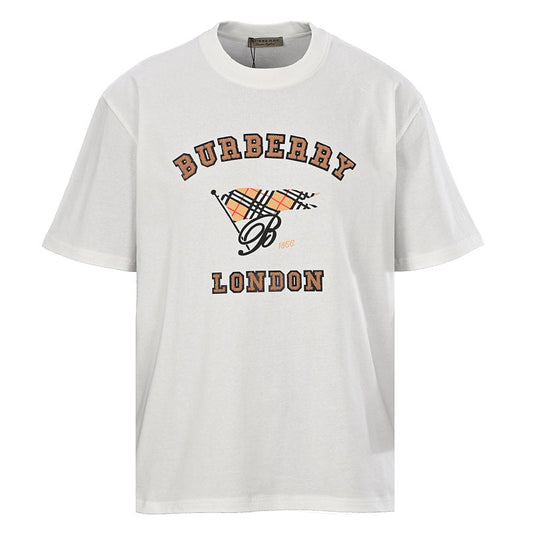 Burberry Check Flag Towel-Appliqué Letter T-Shirt