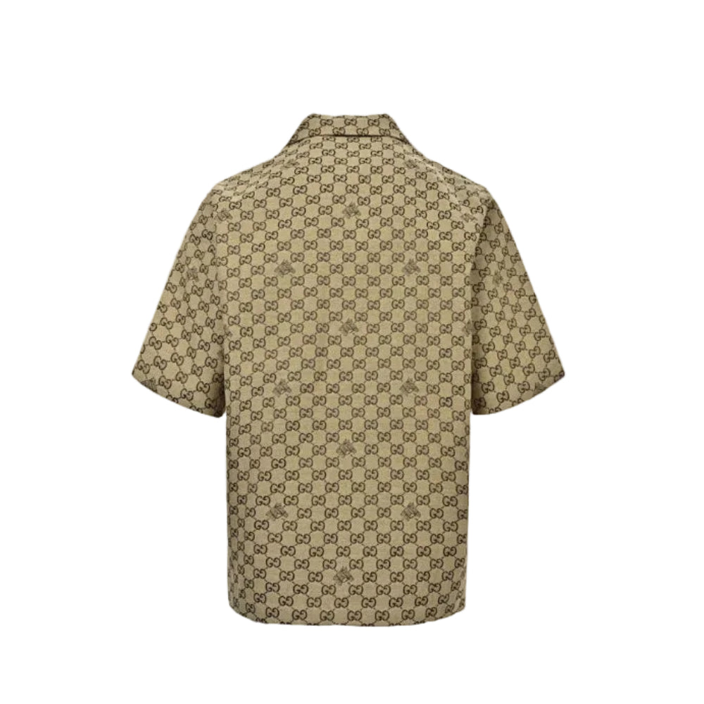 Gucci GG Monogram Jacquard Bee Camp Collar Shirt