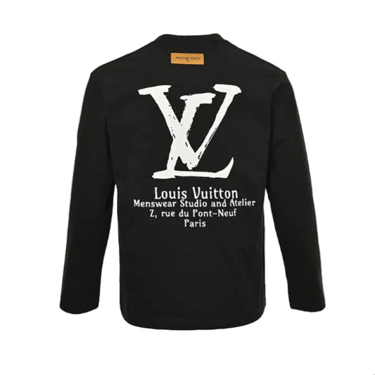 Louis Vuitton Giant Brushstroke Logo Long Sleeve Tee – Black