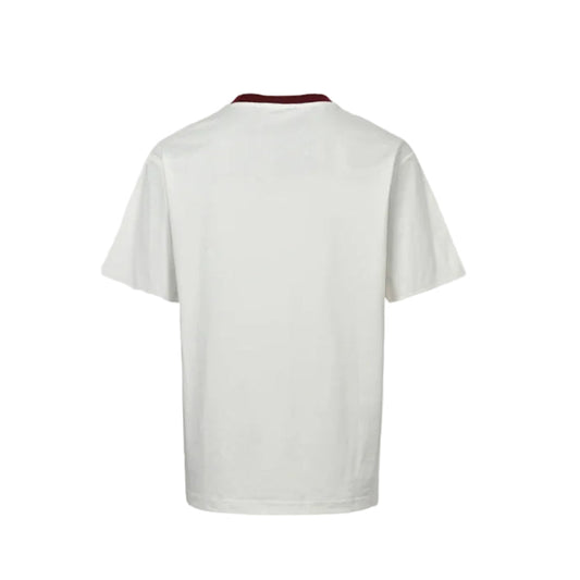 Gucci Off-White Burgundy Rib Collar 3D Block Wordmark Heavyweight Tee