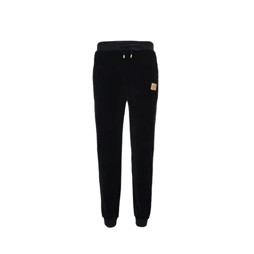 Louis Vuitton Leather Patch Fleece Joggers — Black