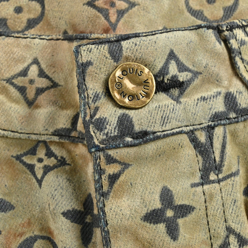 Louis Vuitton Dual Monogram Bleached Wide-Leg Jeans — Tan x Black