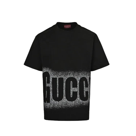 Gucci Black Lower-Body Spray Noise Wordmark Heavyweight Tee