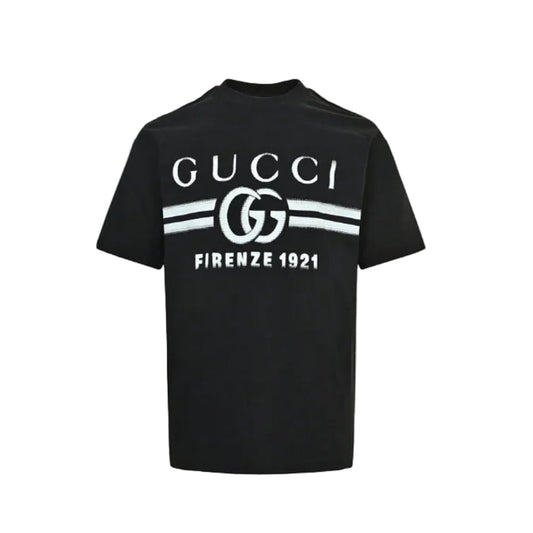 Gucci Black Double-G Stripe Wordmark Graphic Tee