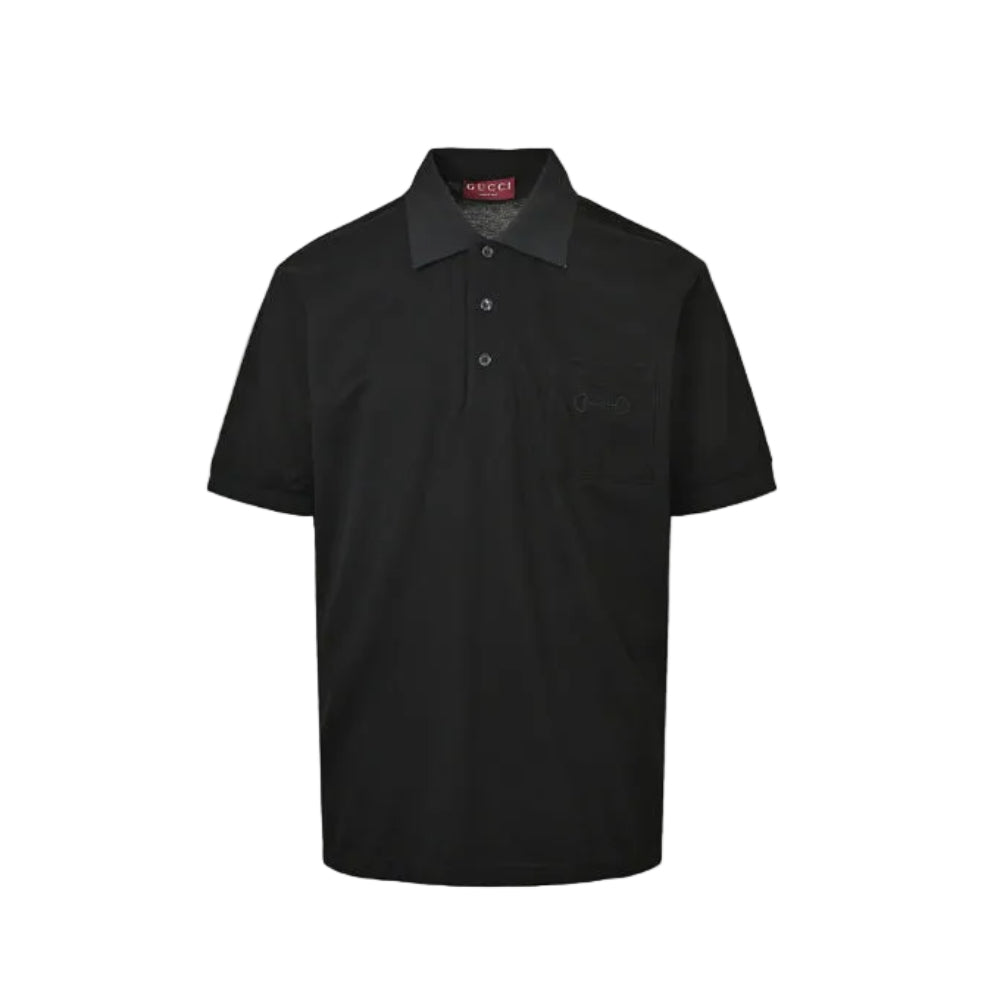 Gucci Black Fine Knit Polo Shirt