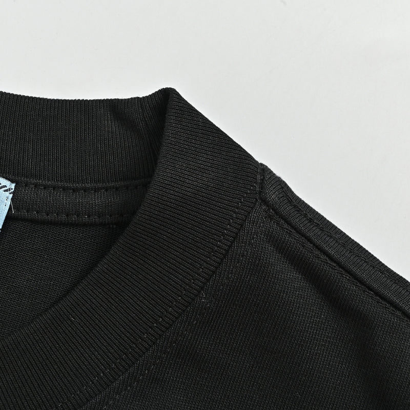 PRADA Milano Dal 1913 Oval Badge Flock Print Crewneck Tee PRD Black
