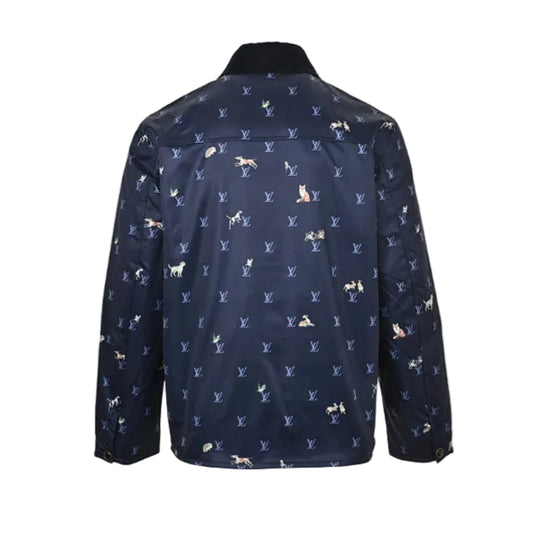 Louis Vuitton Monogram Hunting Dog Scatter Embroidery Quilted Shirt Jacket – Navy