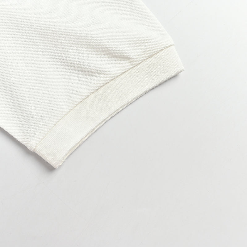 PRADA Milano Gold Metal Triangle Logo Piqué Polo Shirt PRD White