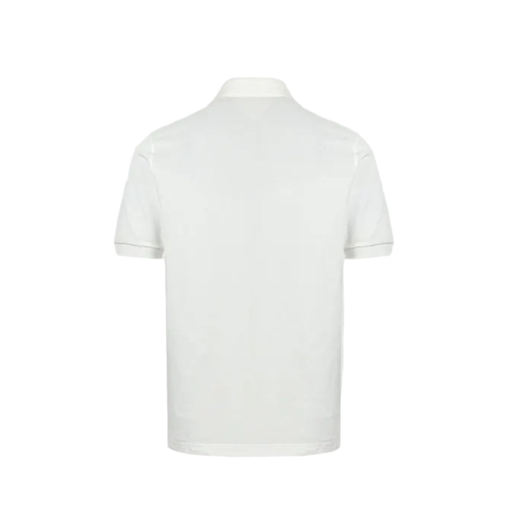PRADA Milano Gold Metal Triangle Logo Piqué Polo Shirt PRD White
