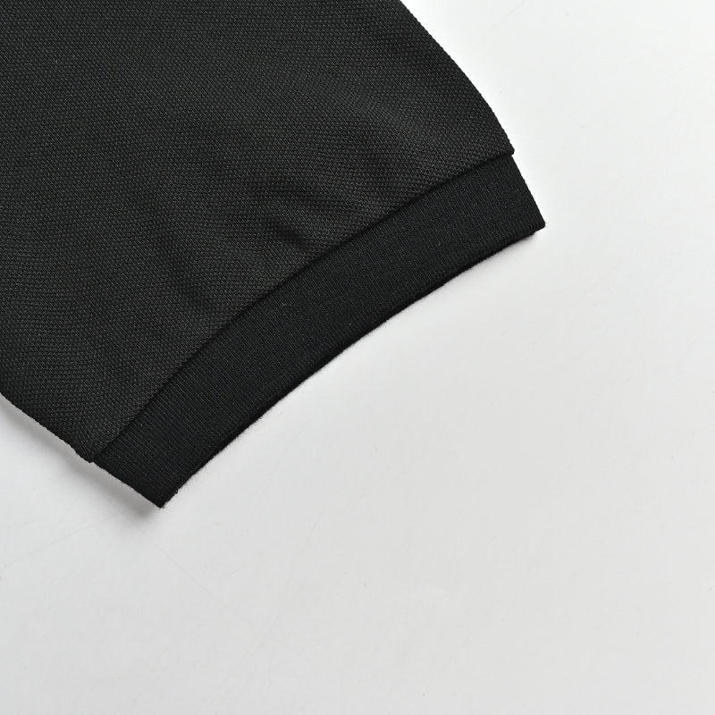 PRADA Milano Gold Metal Triangle Logo Piqué Polo Shirt PRD Black