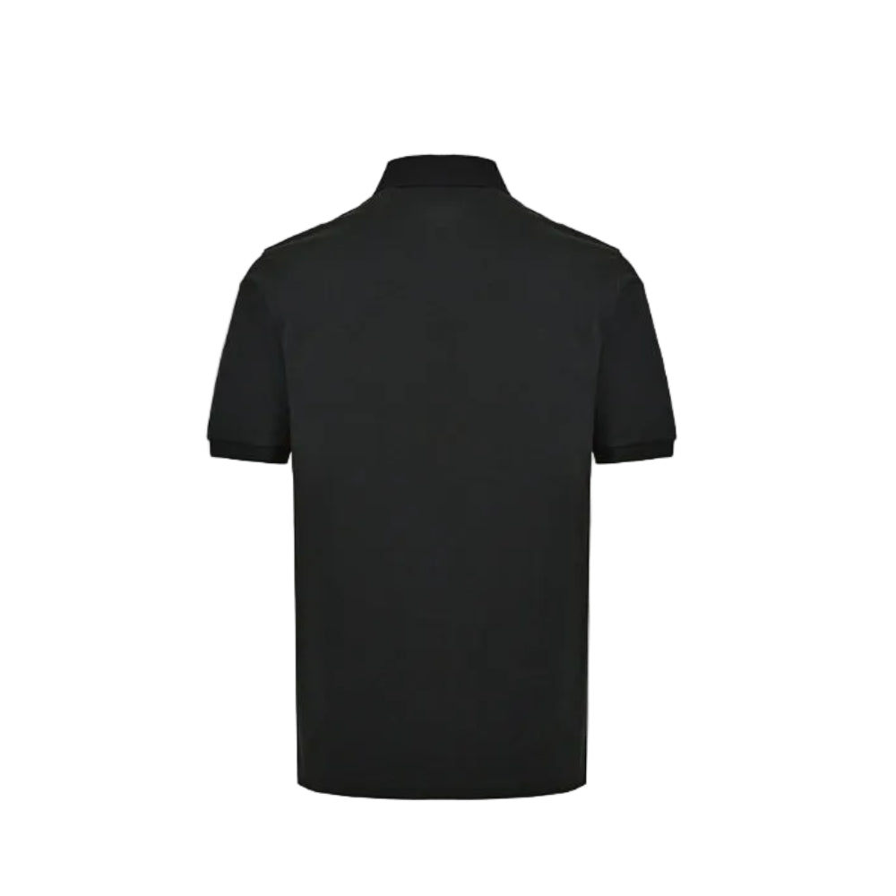 PRADA Milano Gold Metal Triangle Logo Piqué Polo Shirt PRD Black