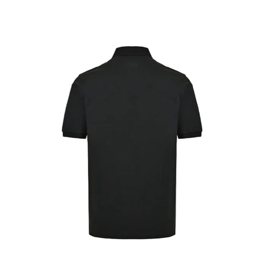 PRADA Milano Gold Metal Triangle Logo Piqué Polo Shirt PRD Black