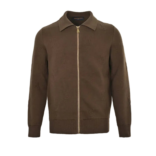 Louis Vuitton Clean Polo Collar Full-Zip Knit Jacket – Olive Brown