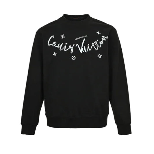 Louis Vuitton Cursive Signature Monogram Crewneck – Black
