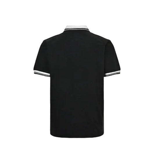 Gucci Black White Tipped Collar GG Circle Badge Piqué Polo