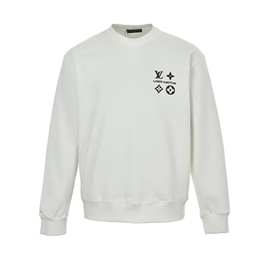 Louis Vuitton Monogram Icon Grid Embroidery Crewneck – White